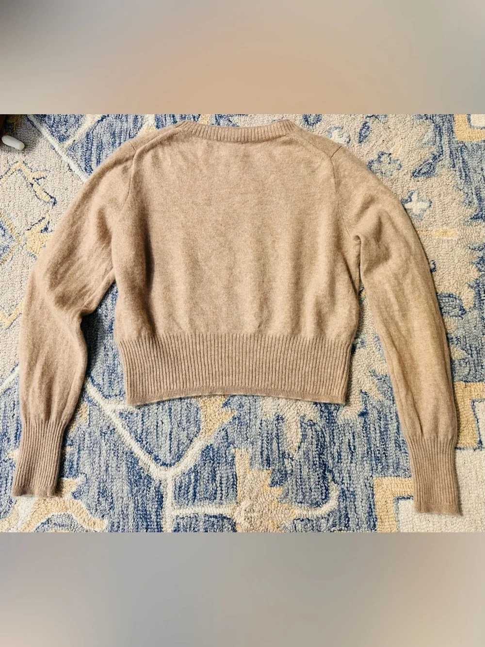 J.CREW 100% Cashmere Knit Cropped Crewneck Sweater Taupe M Minimalist Chic Cozy